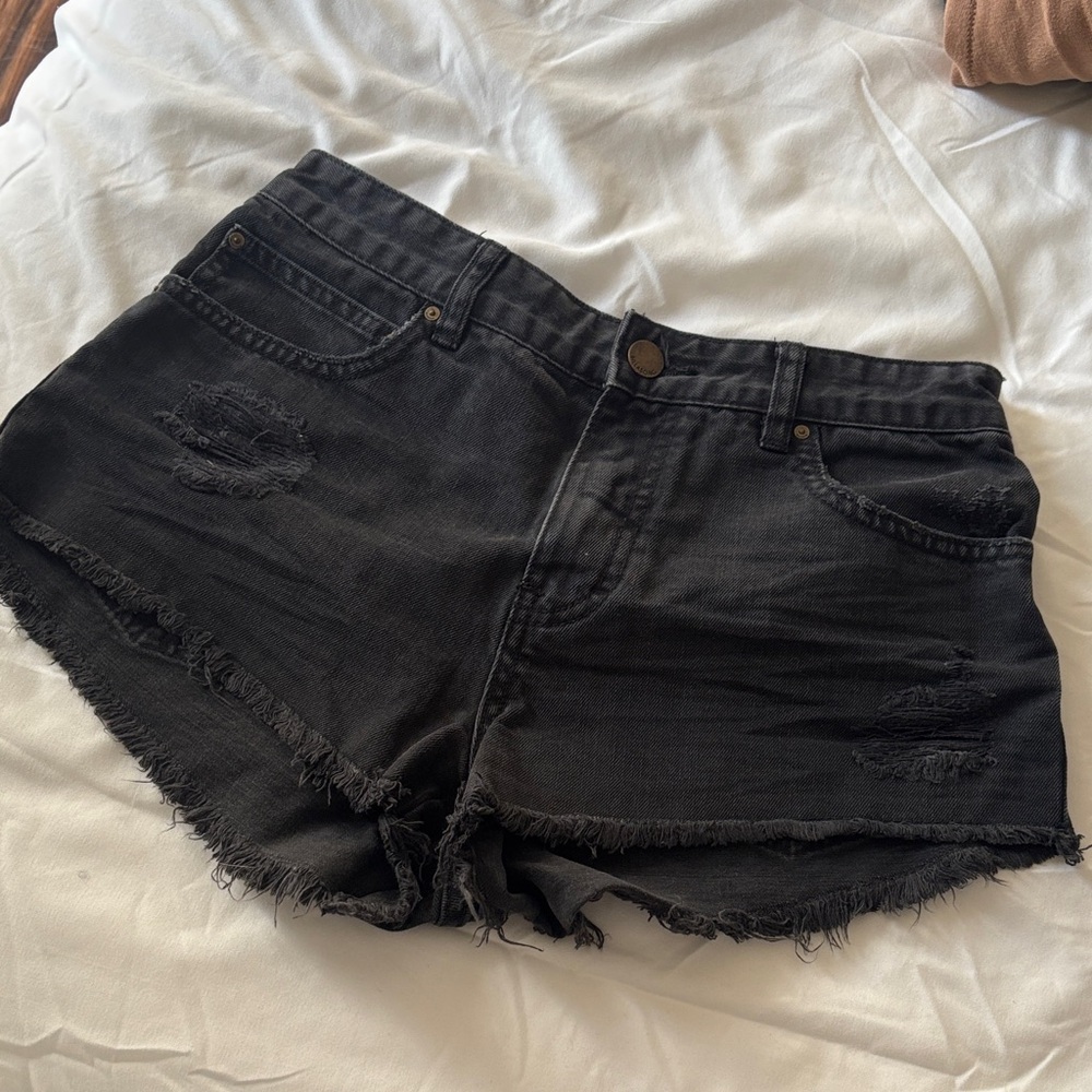 Billabong Black Distressed Jean Shorts